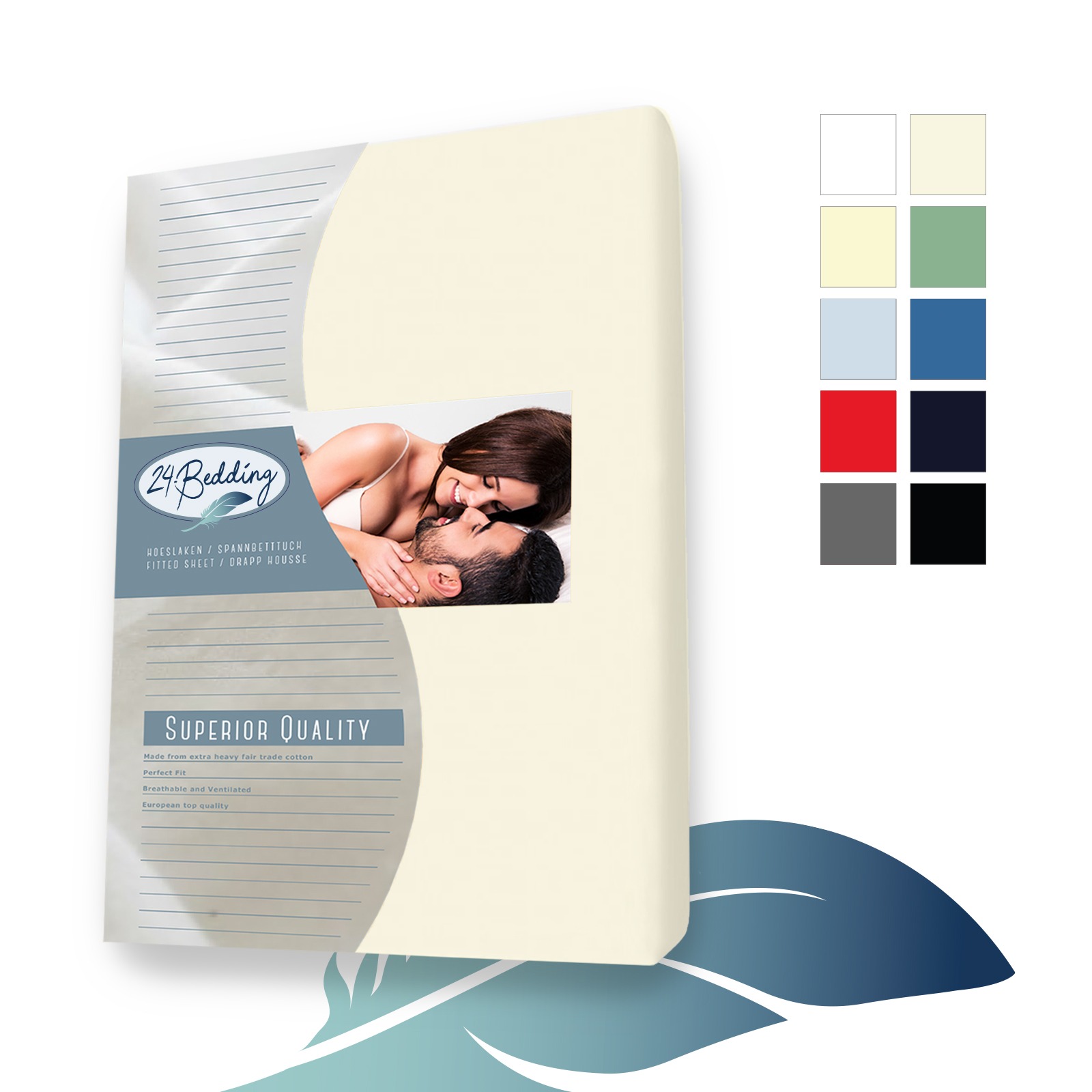 2 Pack!! - Stretch terry fitted sheet 80 x 220 cm Beige main product photo