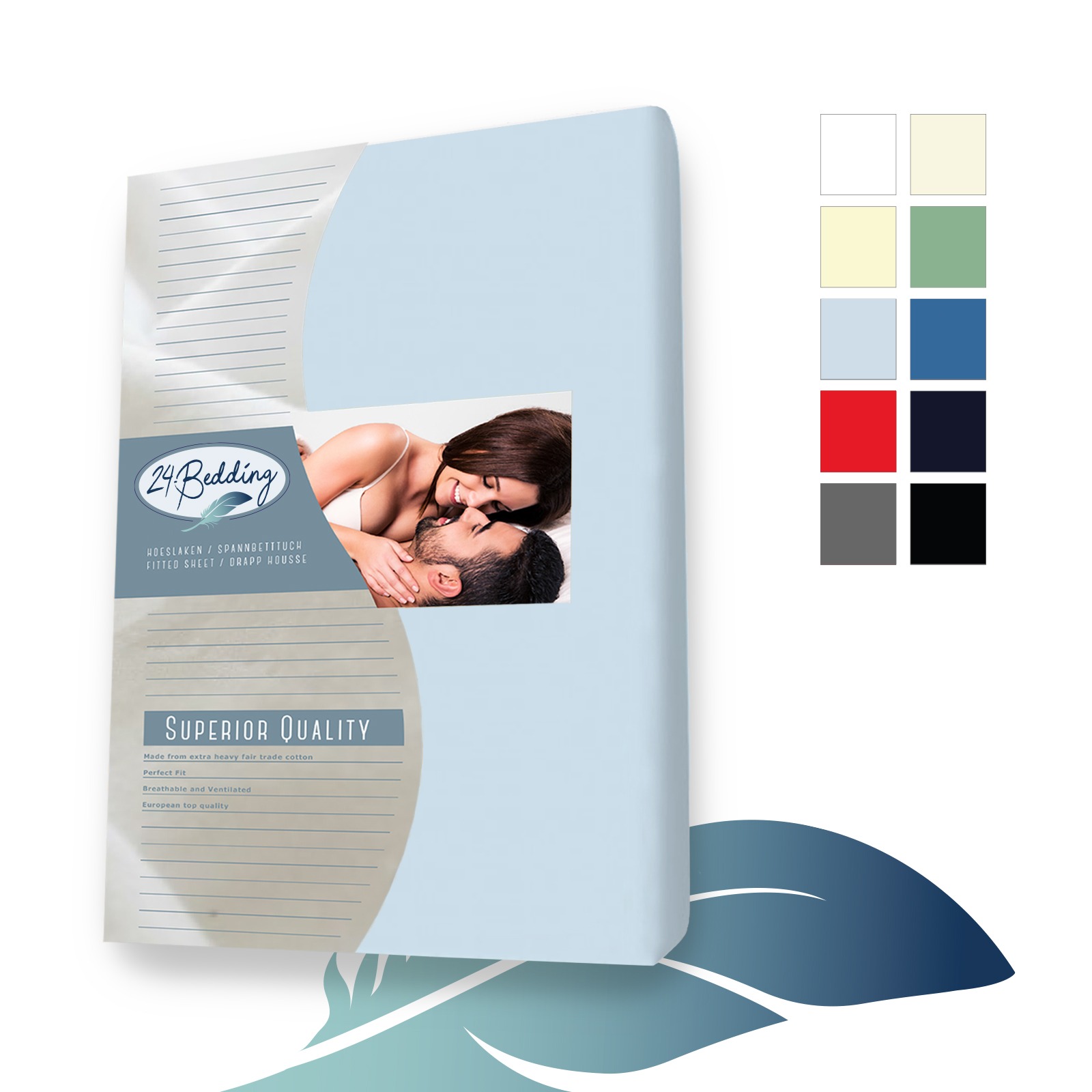 2-er pack!! Frottee Spannbettlaken Spannbetttuch 90 x 220 cm Hellblau main product photo