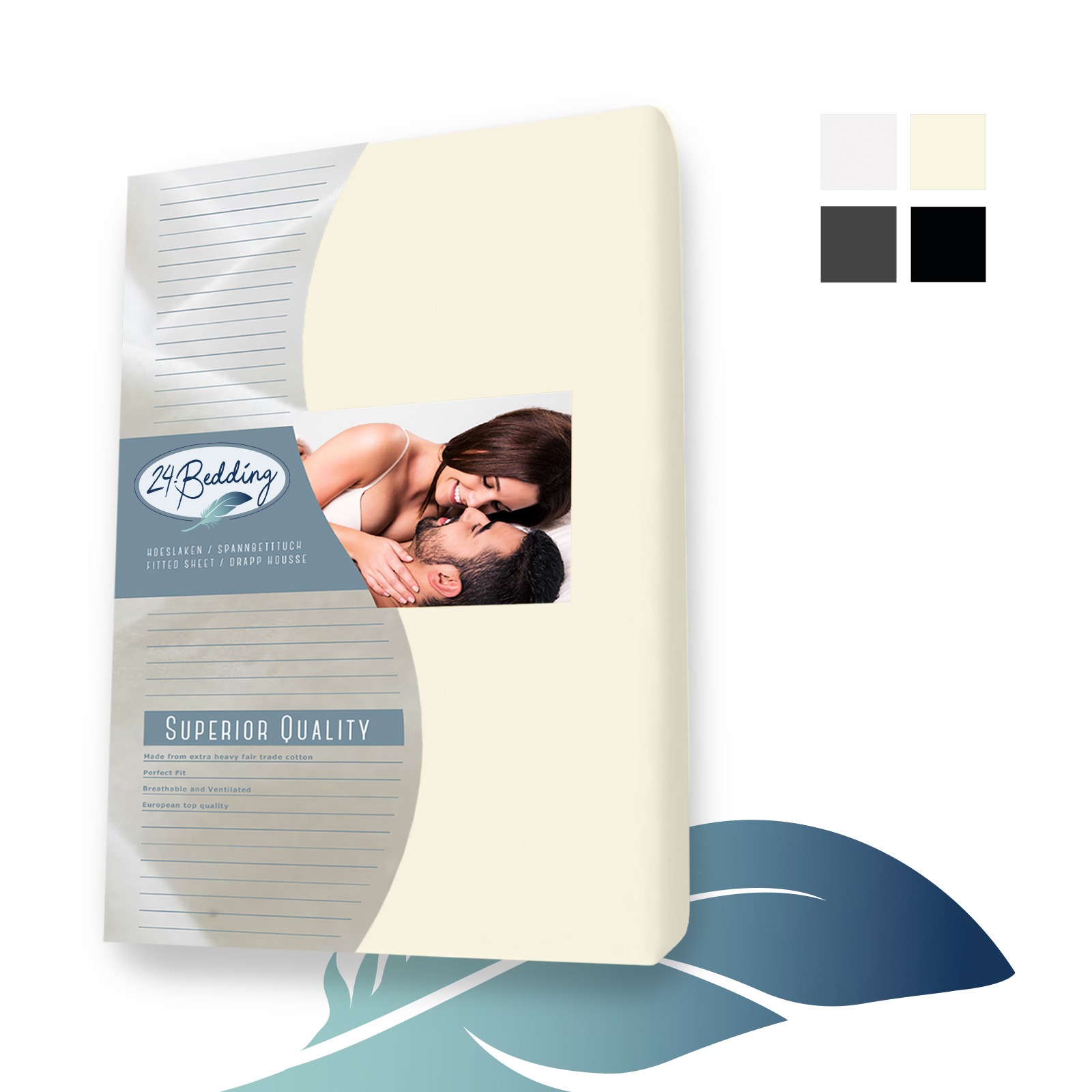 boxspring waterbed hoeslaken jersey creme voorzijde