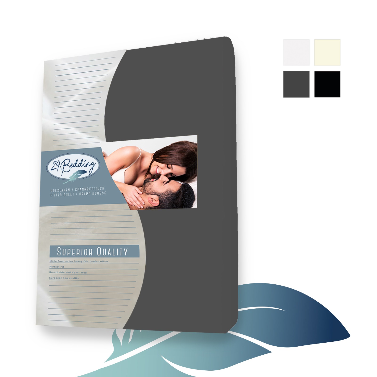 Jersey Boxspringbett Spannbettlaken - Spannbetttuch 160 x 220 cm dunkel Grau main product photo