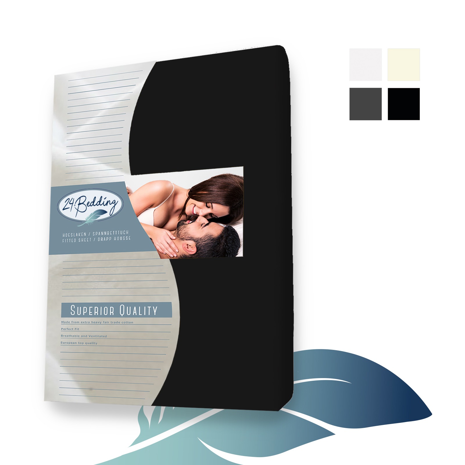 Extra Deep Fitted sheet Jersey 100 x 200 cm Black main product photo