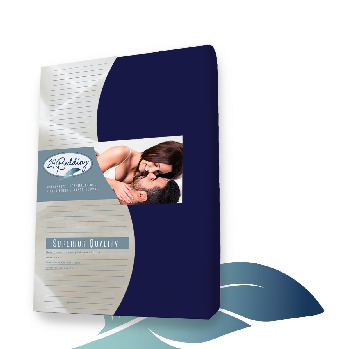 2-er Pack!! Baumwoll Leintuch Topper Spannbettlaken 90 x 210 cm Marine main product photo