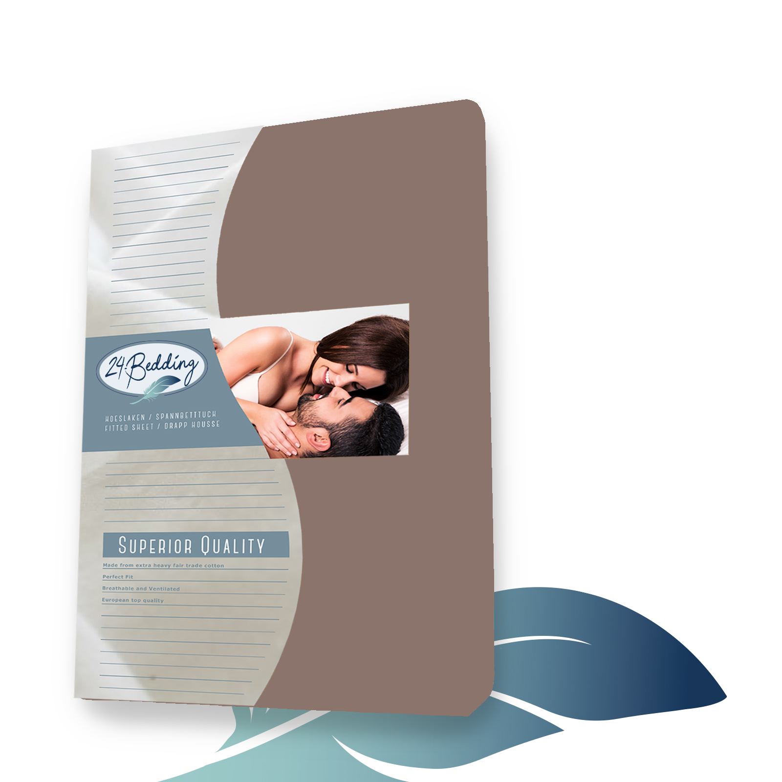 Drap-housse en Jersey Double 180 x 220 cm Taupe main product photo