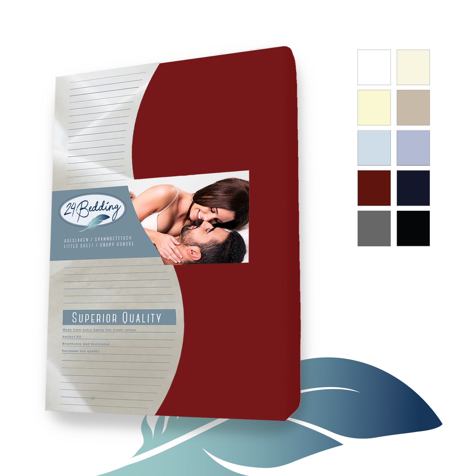 Jersey fitted sheet 160 x 200 cm Bordeaux main product photo