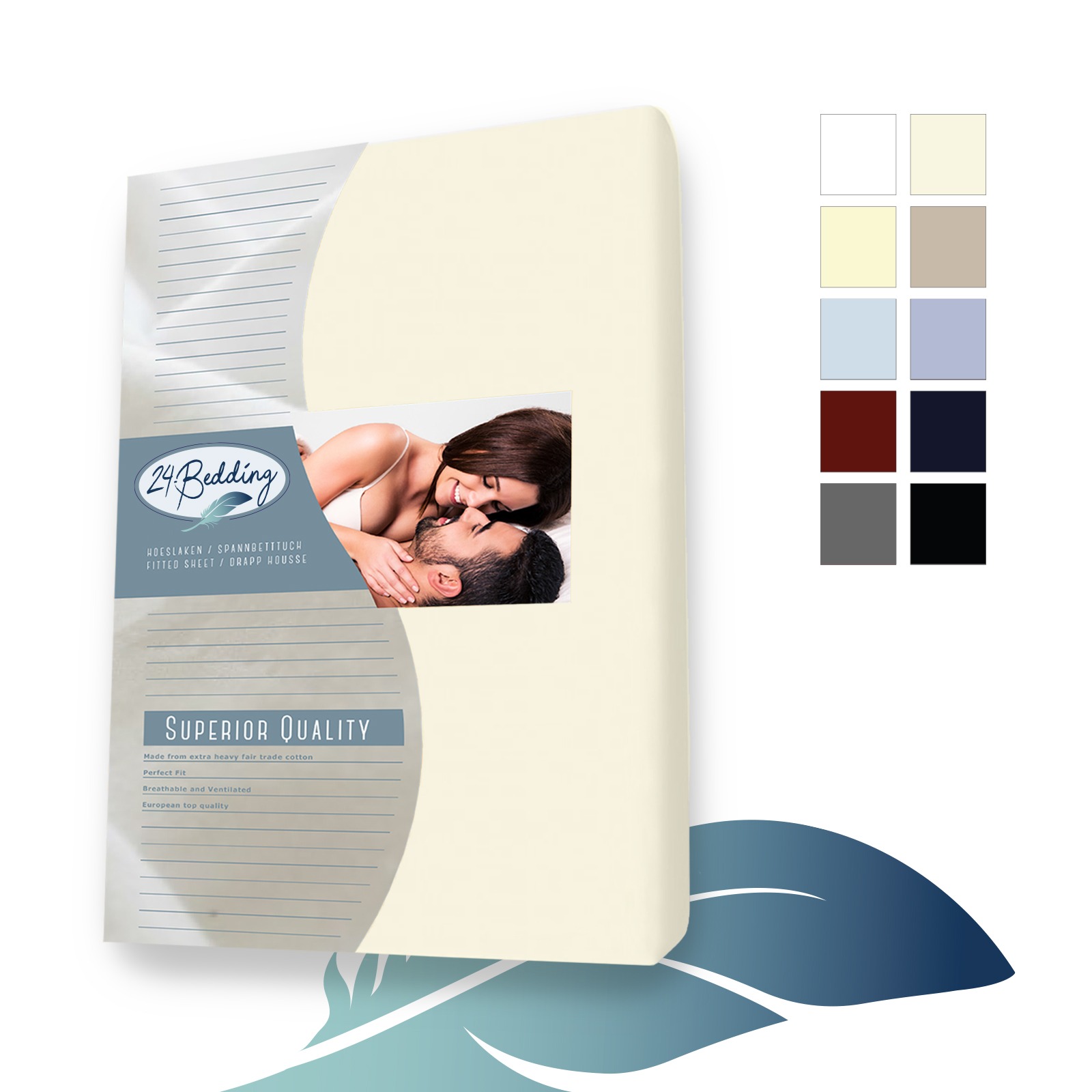 Jersey hoeslaken 120 x 200 cm Beige main product photo