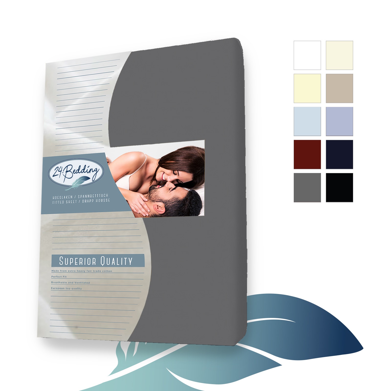 2 Pack!! - Jersey fitted sheet 80 x 200 cm Grey main product photo