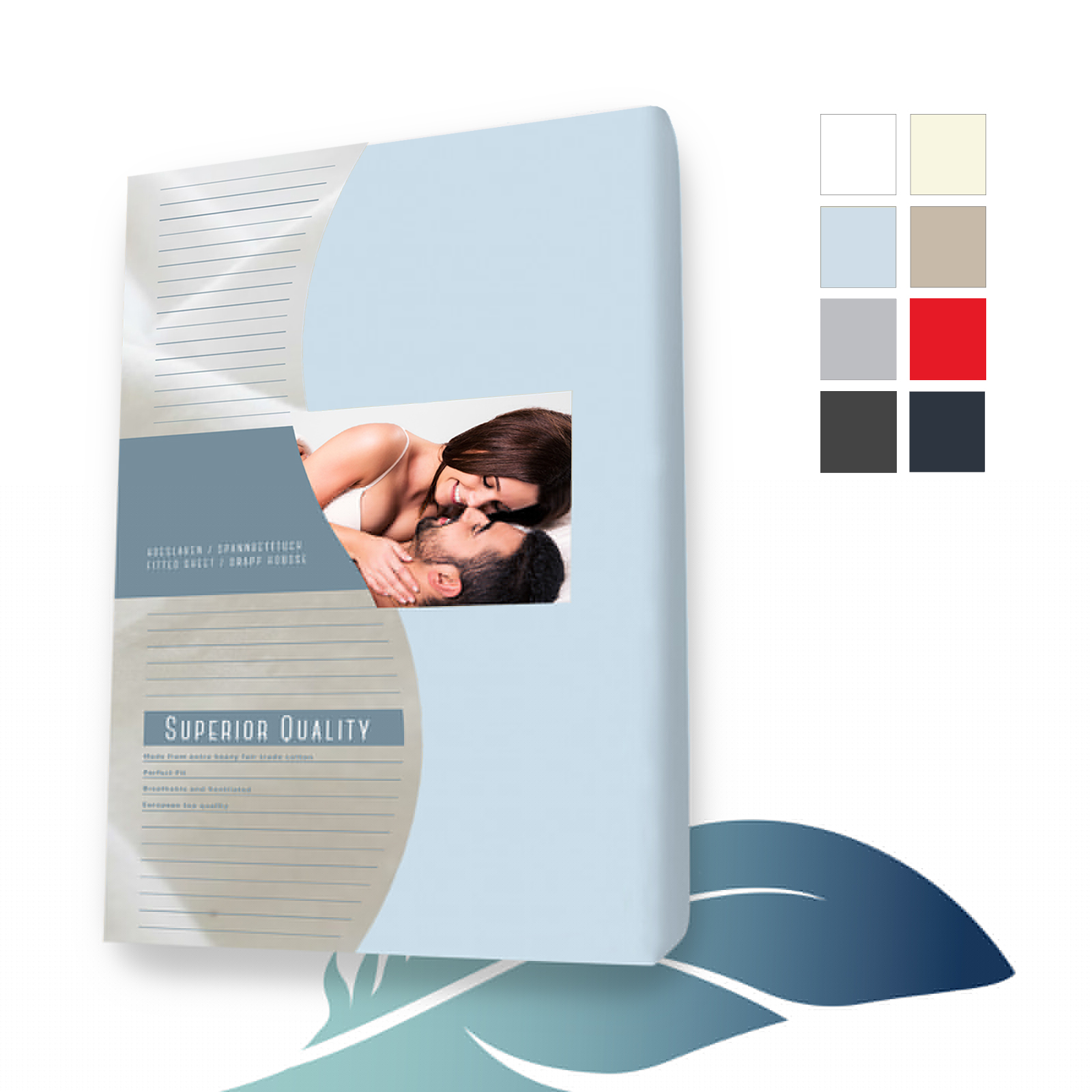 Mako Jersey Elasthan Spannbettlaken - Spannbetttuch 180 x 200 cm Hellblau main product photo