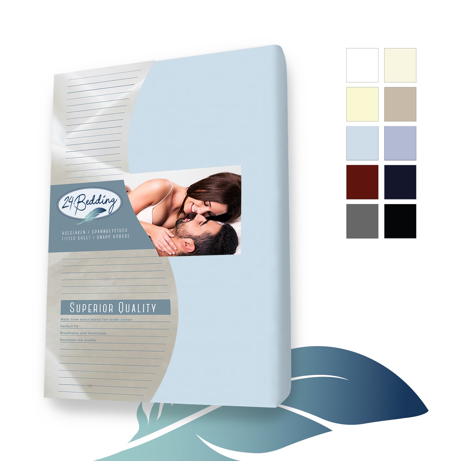 2-er pack!! Jersey Spannbettlaken - Spannbetttuch 80 x 210 cm Hellblau main product photo