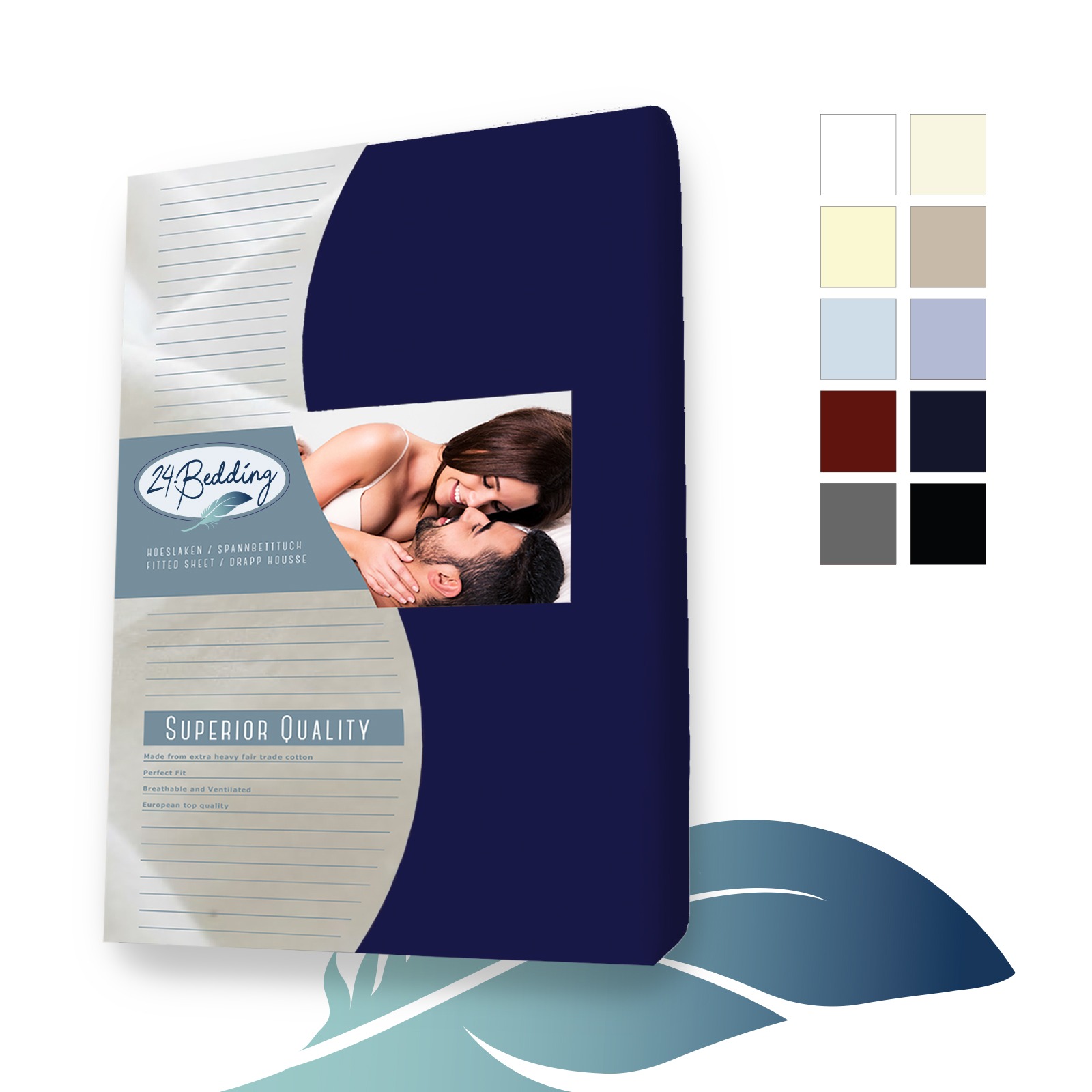 2 Pack!! - Jersey fitted sheet 80 x 220 cm Navy main product photo