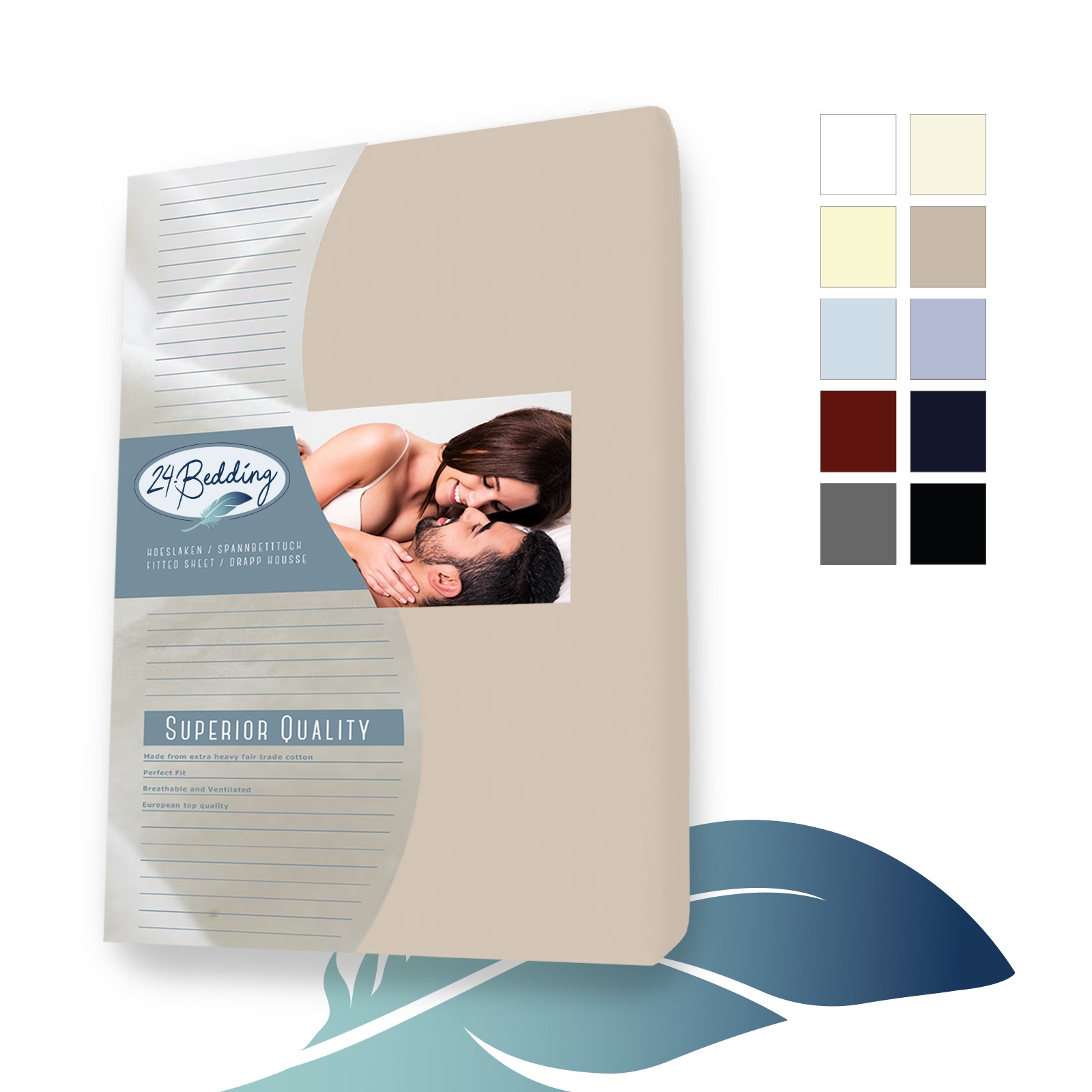 2 Pack!! - Jersey fitted sheet 80 x 210 cm Sand main product photo