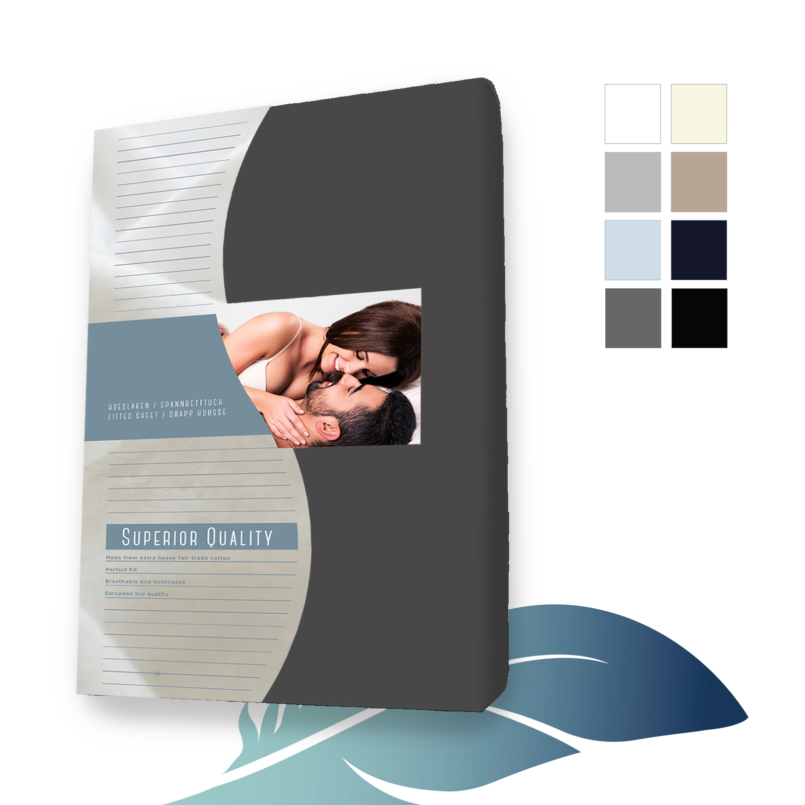 Sábana bajera de Jersey para Topper dividida 180 x 200 cm Gris oscuro main product photo