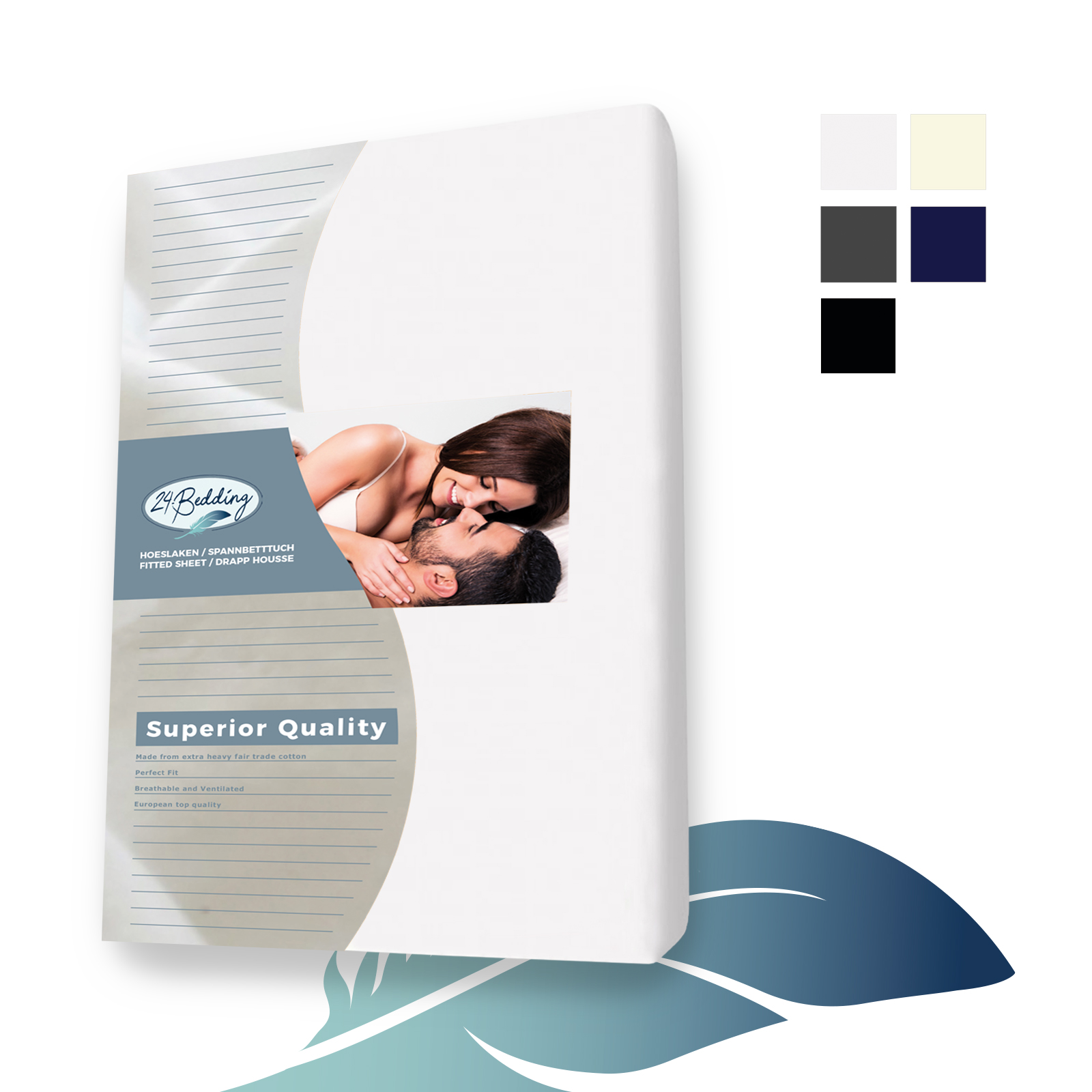 Jersey Hoeslaken splittopper 200 x 220 cm Wit main product photo