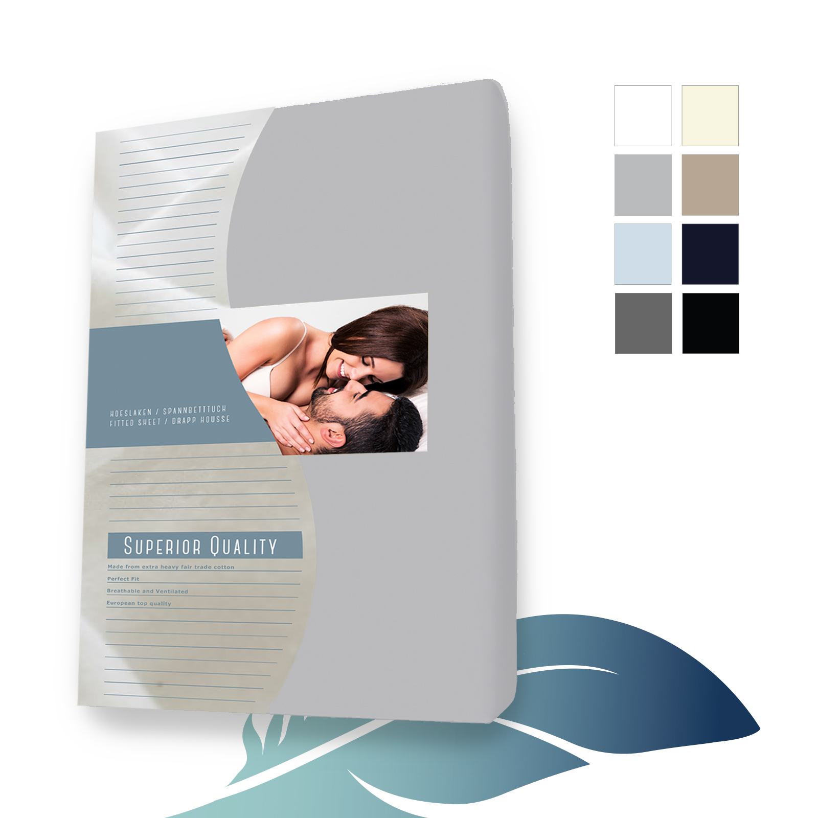 Lenzuolo con angoli split topper in Jersey 200 x 210 cm Grigio argento main product photo