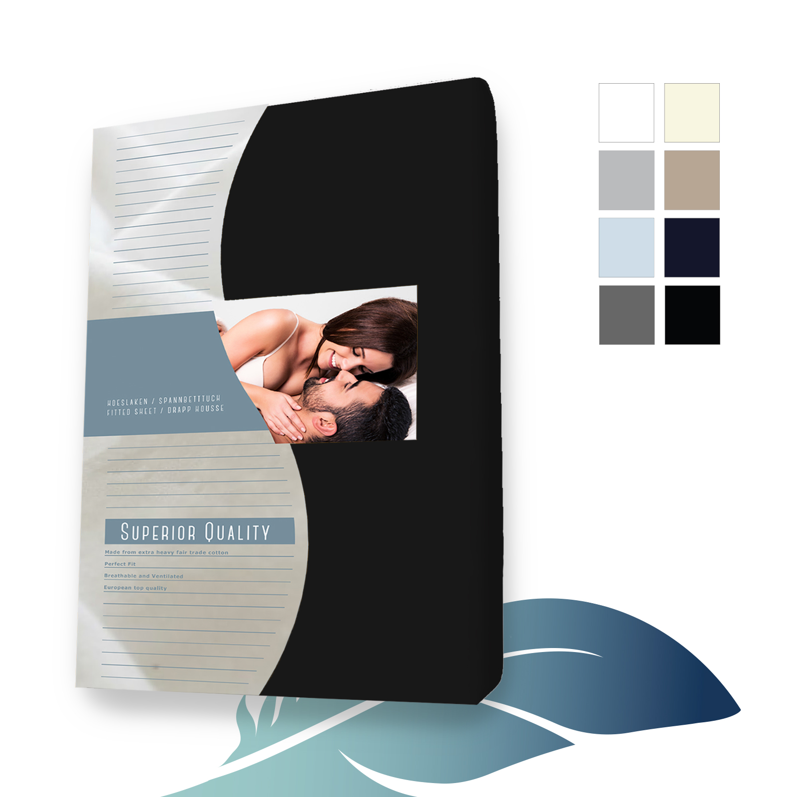 Jersey Splittopper Spannbettlaken - Spannbetttuch 200 x 210 cm Schwarz main product photo