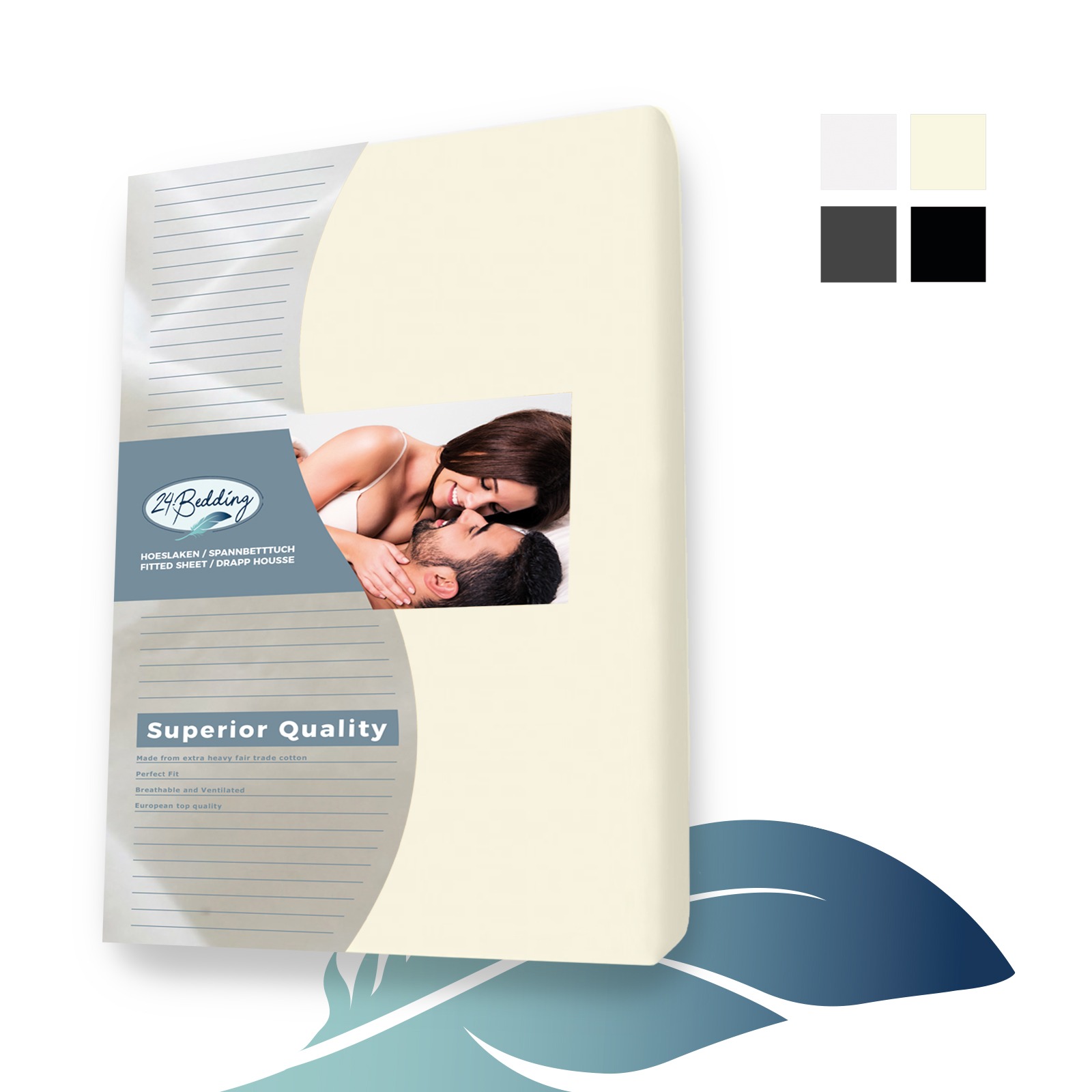 2-er pack!! Jersey Topper Spanbettlaken - Spannbetttuch 90 x 210 cm Creme main product photo