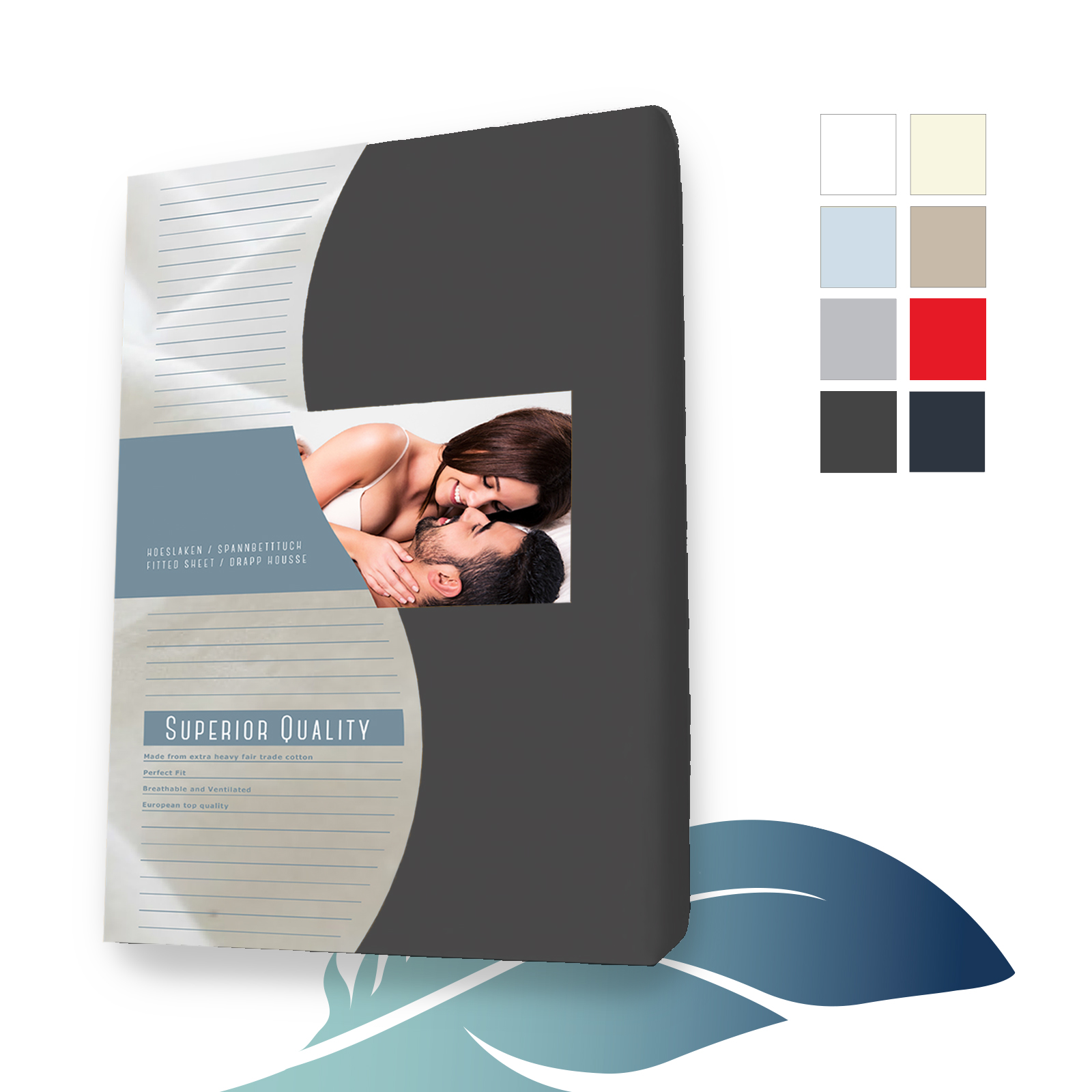 Drap-housse pour surmatelas en Jersey lycra - élasthanne 80 x 220 cm Anthracite main product photo