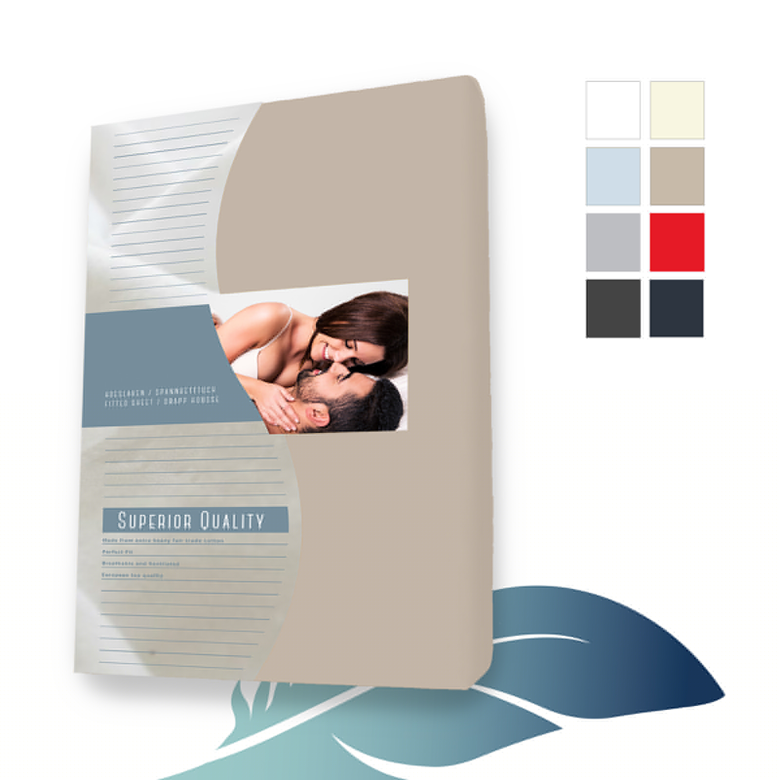 Topper fitted sheet Jersey Elastane 120 x 200 cm Taupe main product photo