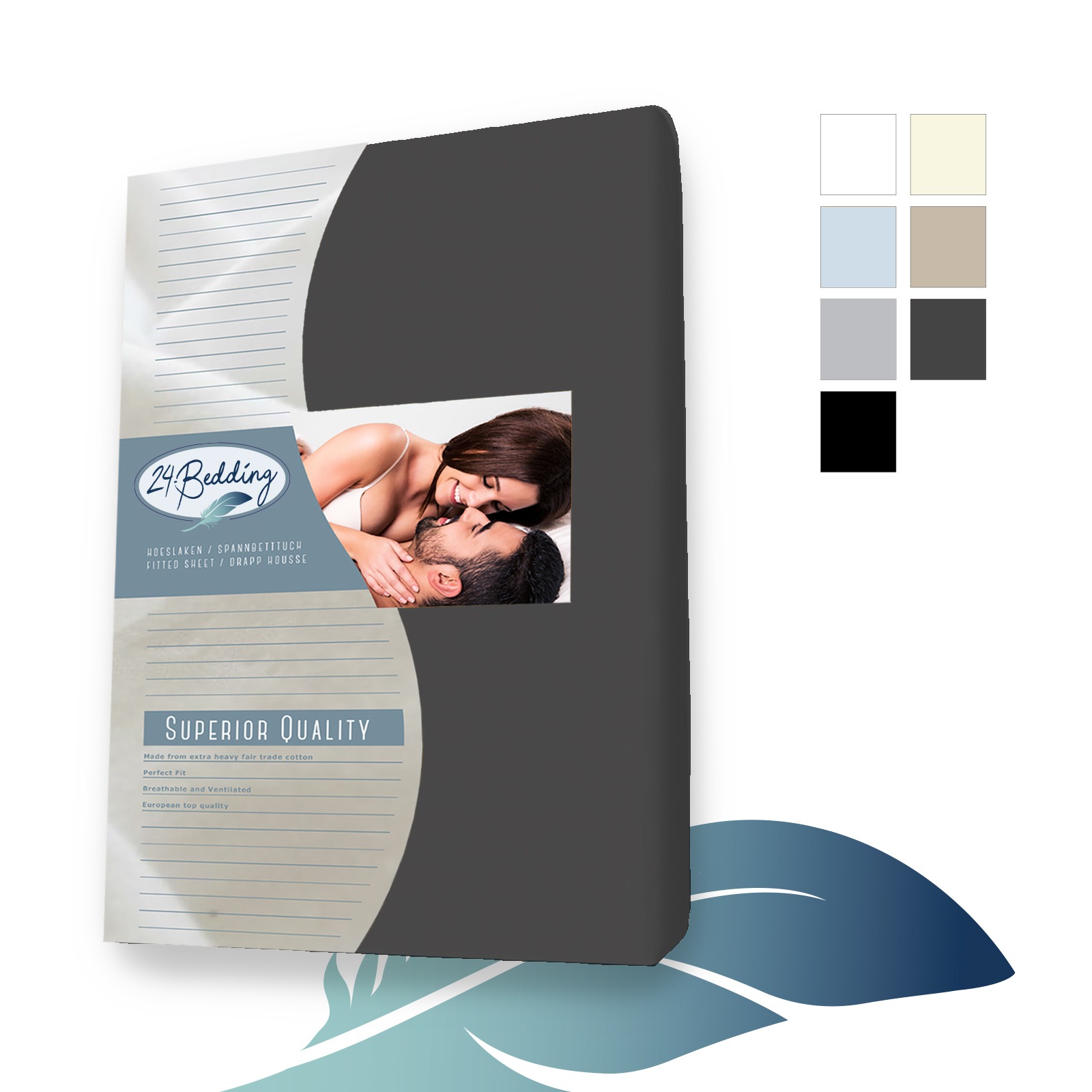 Cotton topper fitted sheet 180 x 200 cm Anthracite main product photo