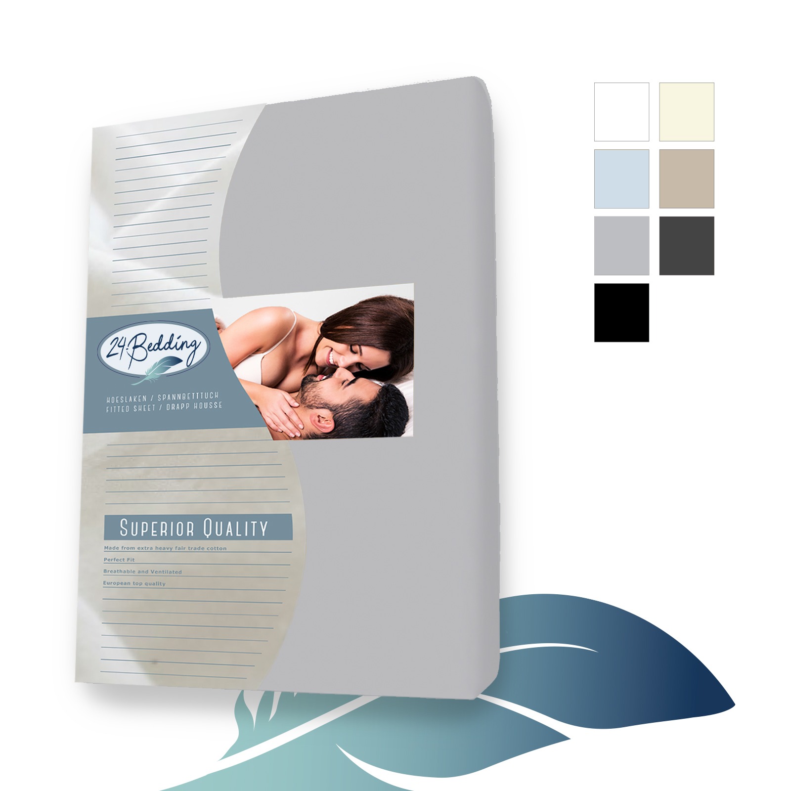 Paquete doble!! - Sábana bajera de algodón para topper 80 x 200 cm Gris plateado main product photo