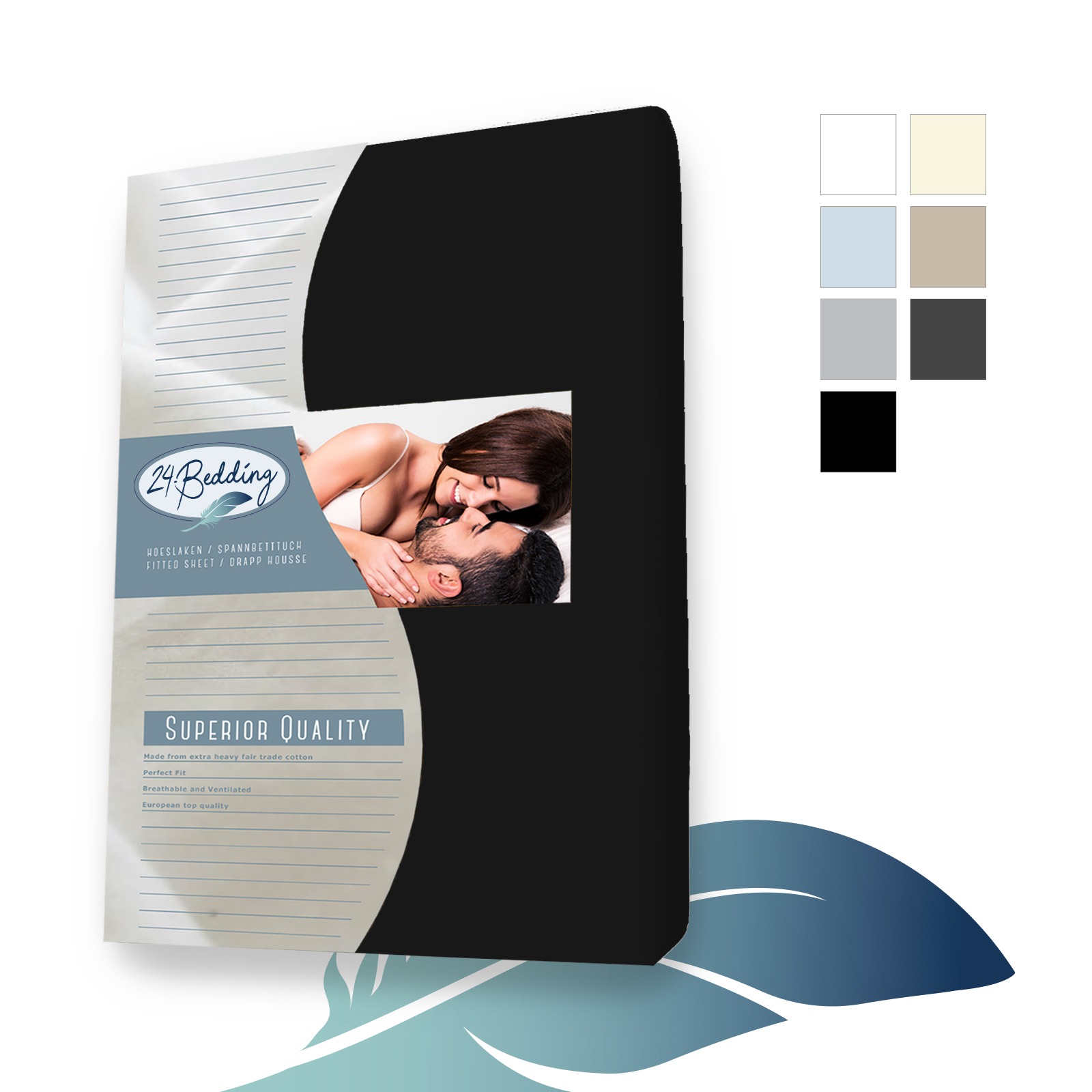 Baumwoll Leintuch Topper Spannbettlaken 200 x 200 cm Schwarz main product photo