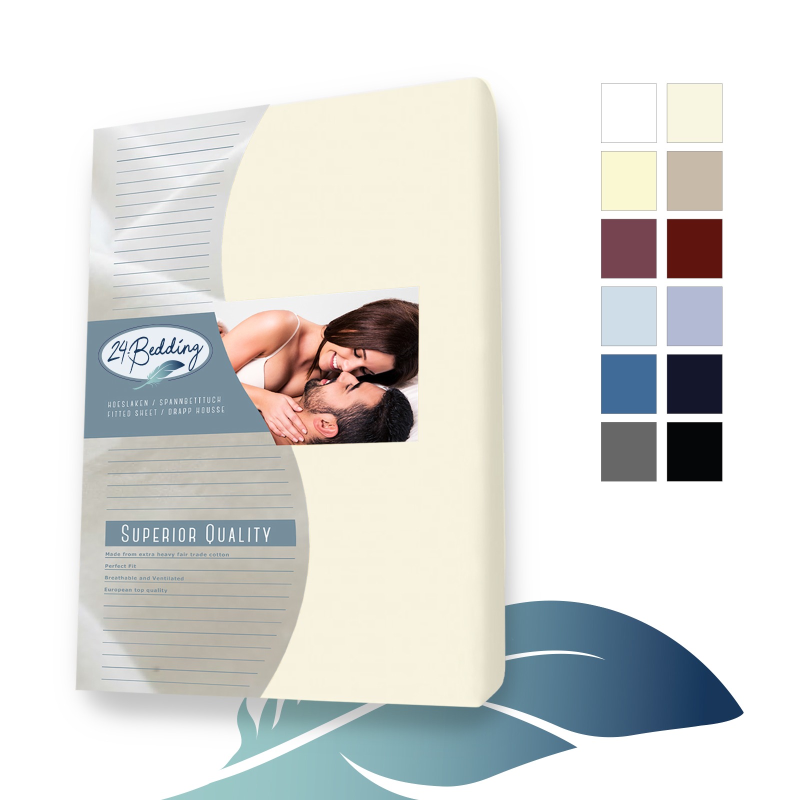 2-er pack!! Baumwoll Leintuch Spannbettlaken Spannbetttuch 90 x 200 cm Beige main product photo