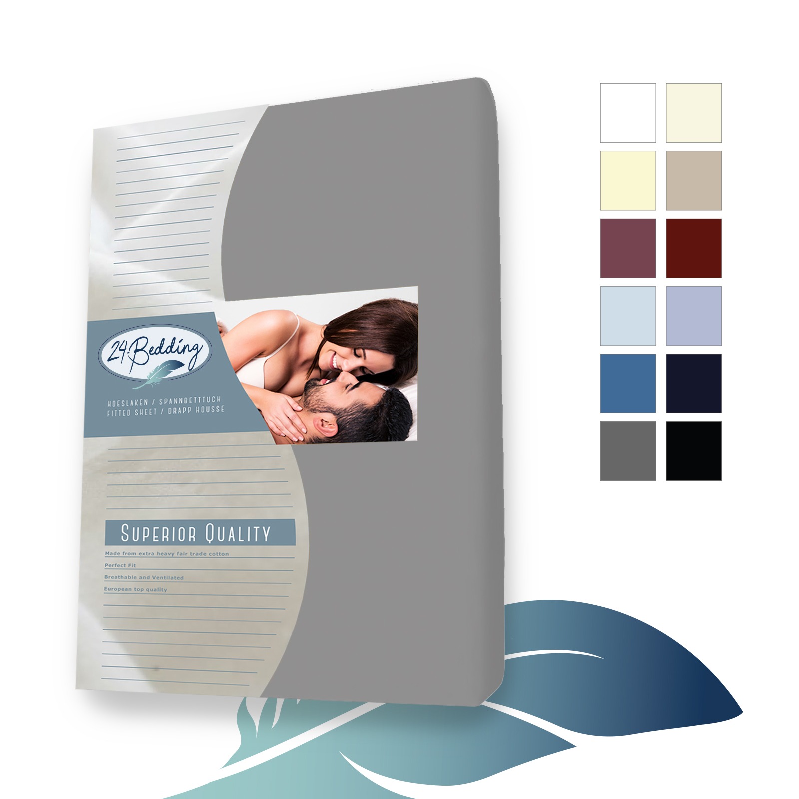 Paquet double!! - Drap-housse en Coton 90 x 200 cm Gris foncé main product photo