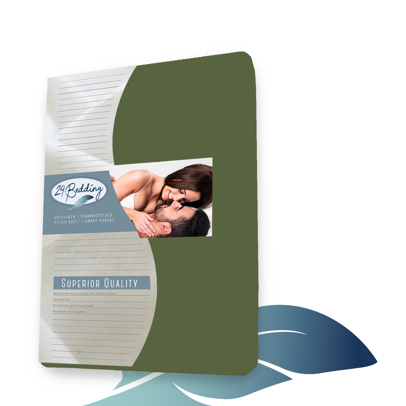 2 Pack!! - Cotton fitted sheet 90 x 200 cm Green main product photo
