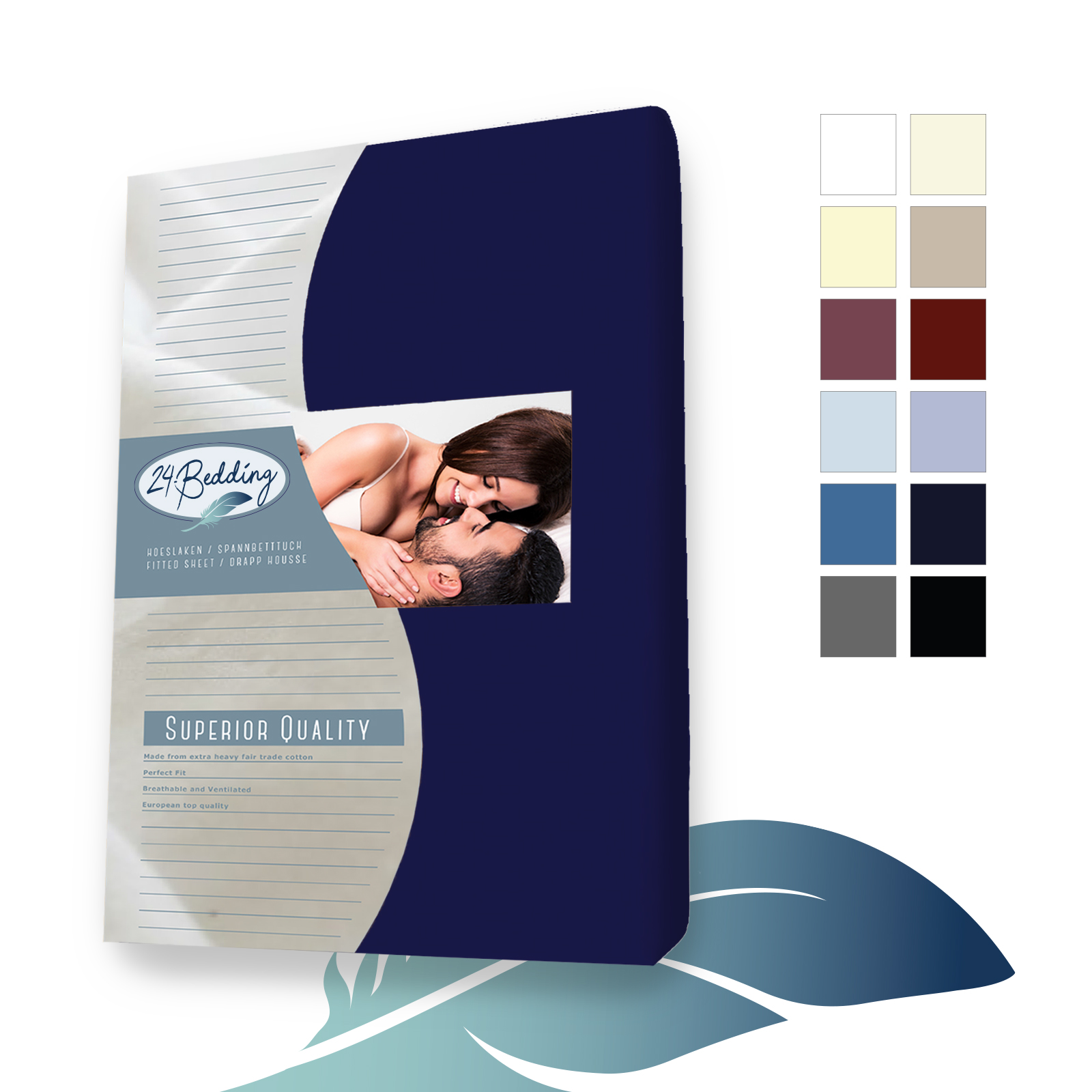 Cotton fitted sheet 90 x 220 cm Navy main product photo