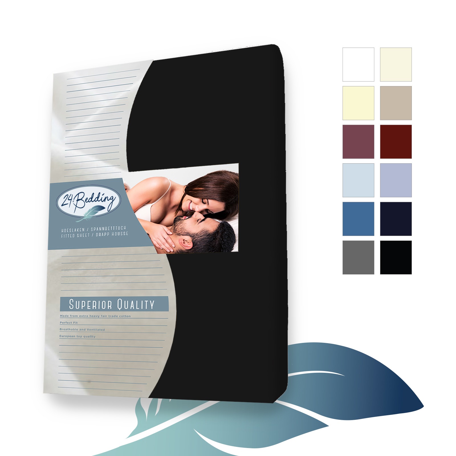 Drap-housse en Coton 90 x 210 cm Noir main product photo