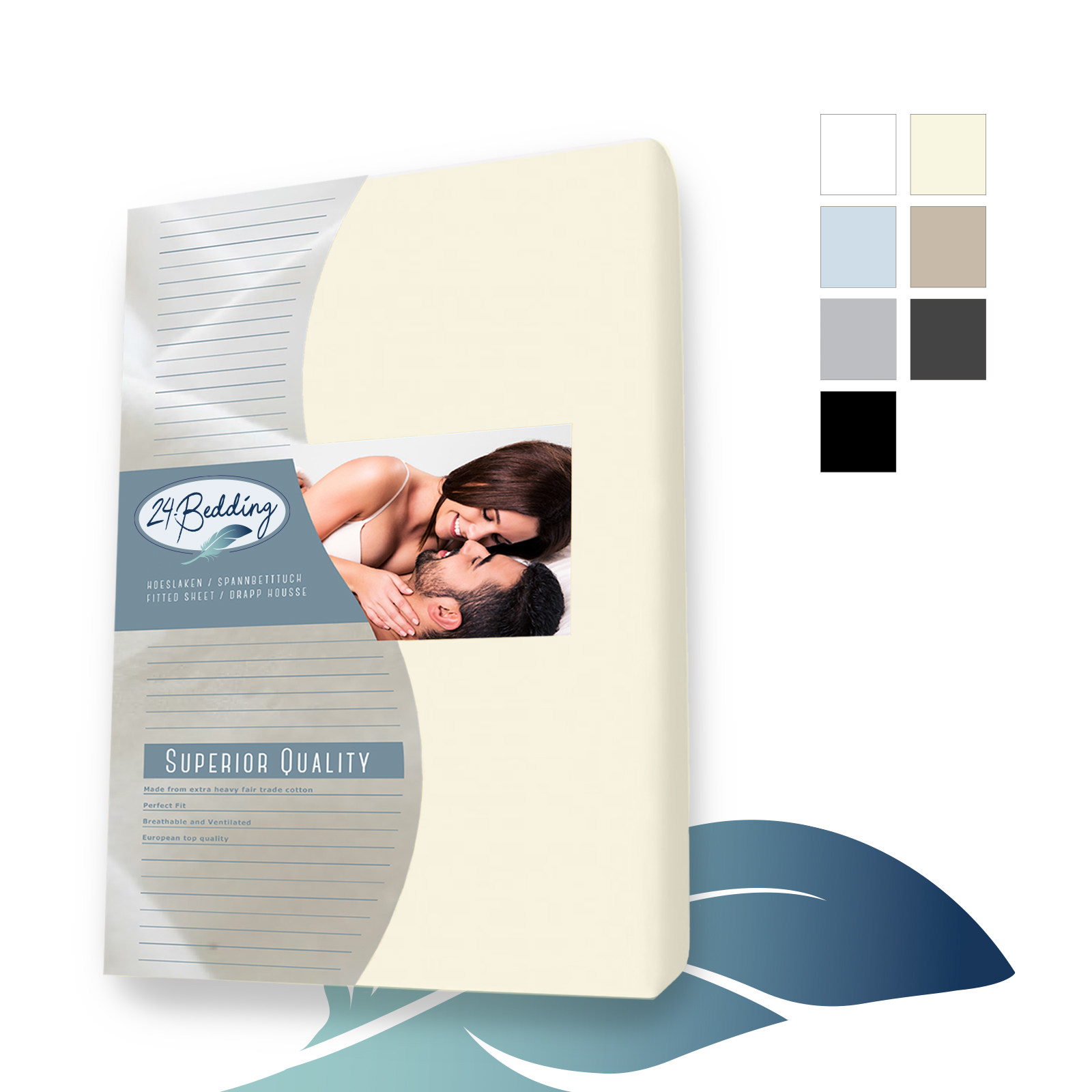 Drap-housse en Coton pour surmatelas split 180 x 200 cm Beige main product photo