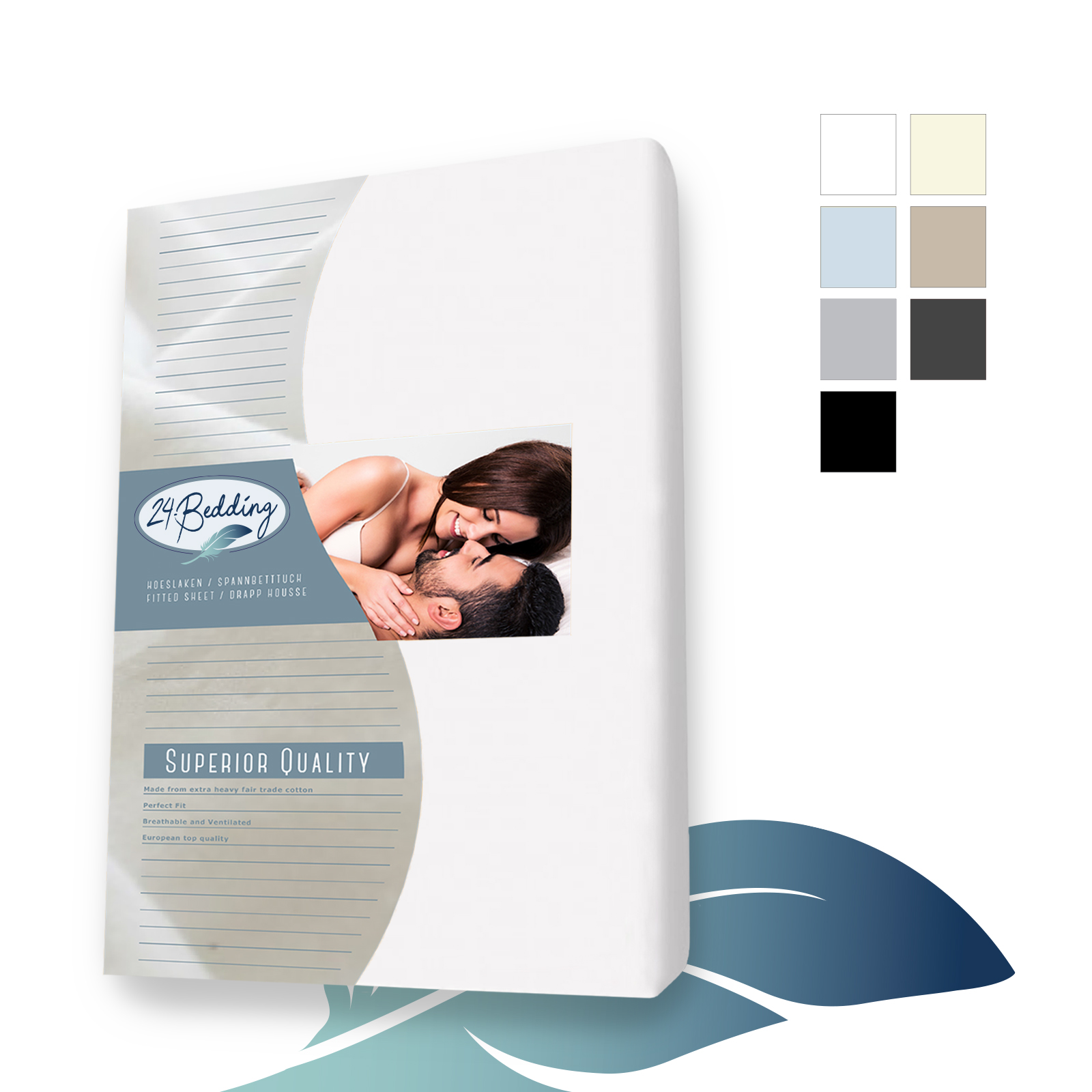 Drap-housse en Coton pour surmatelas split 180 x 200 cm Blanc main product photo