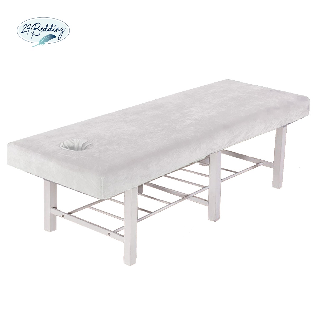 Drap de massage - Drap-housse en Éponge avec le visage coupé 70 x 200 - 210 cm Blanc main product photo