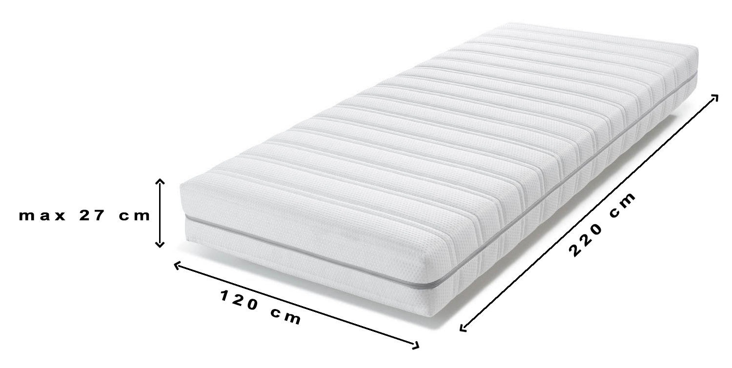  Voor standaard matrassen tot 27 cm hoogte in de maat 120x220 cm