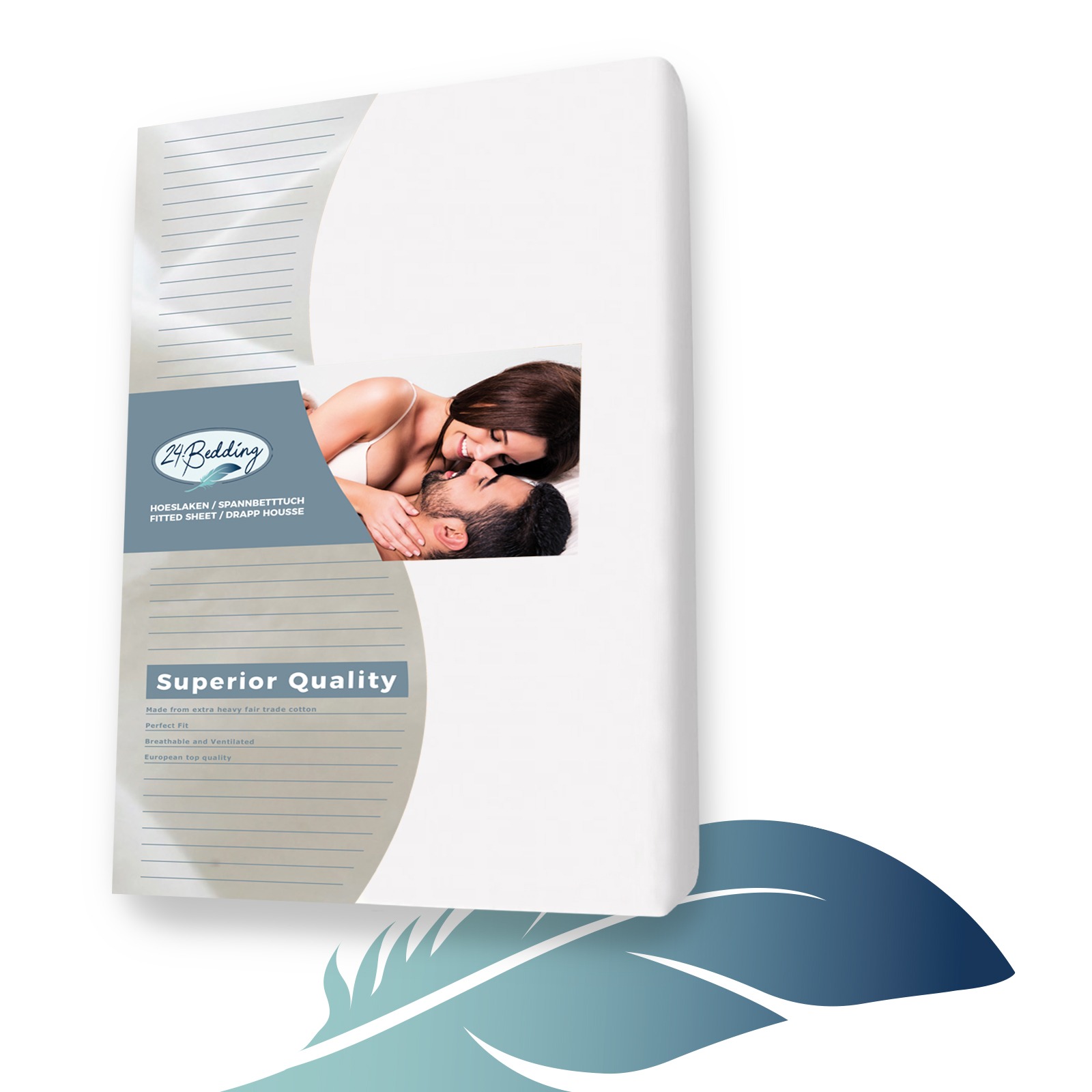 24-Bedding Molton topper - topdek hoeslaken 160 x 210 cm Extra Zwaar - voorzijde