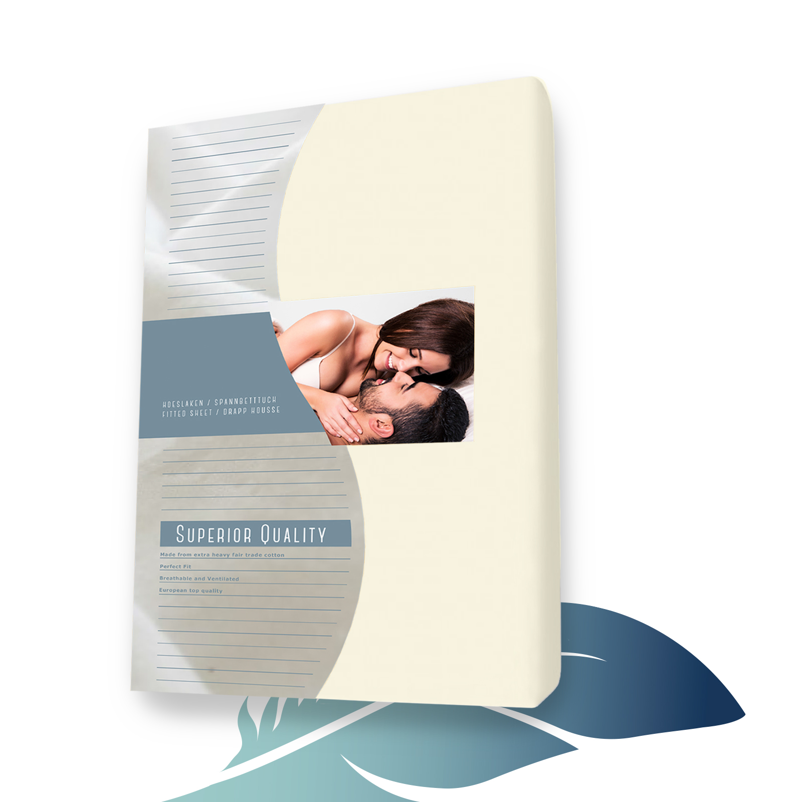 Sábana bajera de satén de algodón 80 x 210 cm Beige main product photo