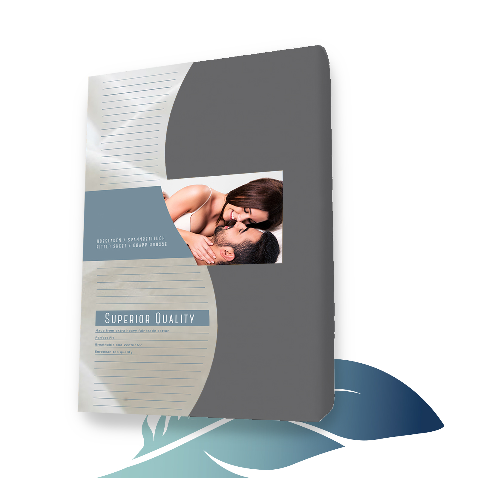 Katoen satijnen hoeslaken 180 x 210 cm Antra main product photo