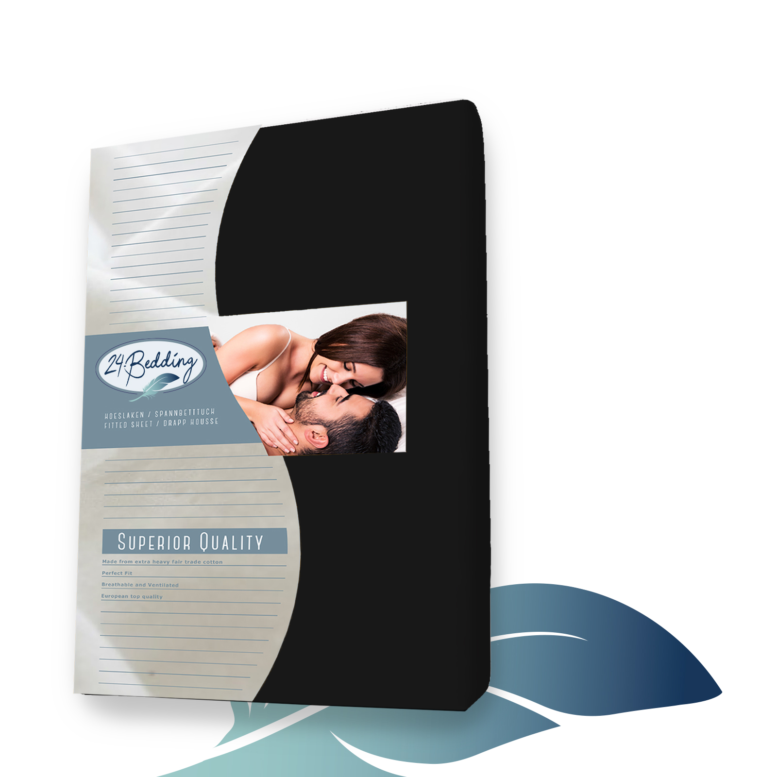 Cotton satin topper fitted sheet 80 x 220 cm Black main product photo